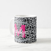 Leoparden-Druck Name personalisiert Diamanten Kaff Kaffeetasse (Vorderseite Links)