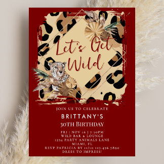 Leoparden-Druck-Party-Tier Wilde-Jungle-Geburtstag Einladung