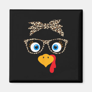 Leoparden-Druck Thanksgiving-Truthahn-Gesicht-Gläs Magnet