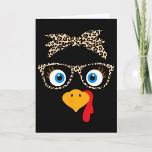Leoparden-Druck Thanksgiving-Truthahn-Gesicht-Gles Karte
