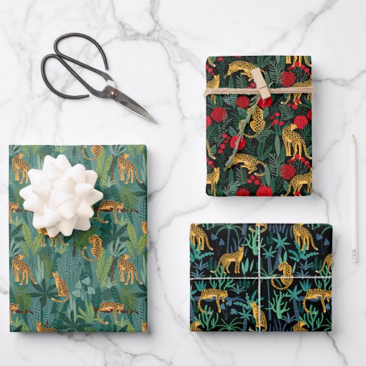 Leoparden Dschungel Geschenkpapier Set (Vorderseite)