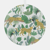 Leoparden Dschungel: Tropische Kinder nahtlos. Ornament Aus Glas (Vorderseite)