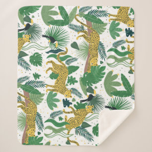Leoparden Dschungel: Tropische Kinder nahtlos. Sherpadecke