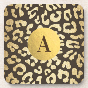 Leoparden Gepard Druck Tierfelle Modern Gold Untersetzer