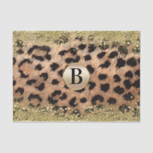 Leoparden Gepard Tierdruck Gold Glitter Monogramm Seidenpapier