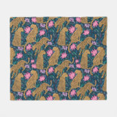 Leoparden im Blumendschungel Fleecedecke (Vorderseite (Horizontal))