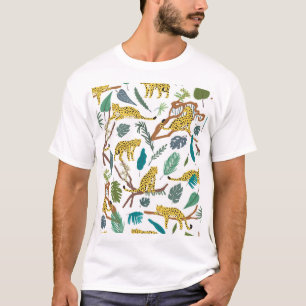 Leoparden im Dschungel, handgezeichnetes Muster. T-Shirt