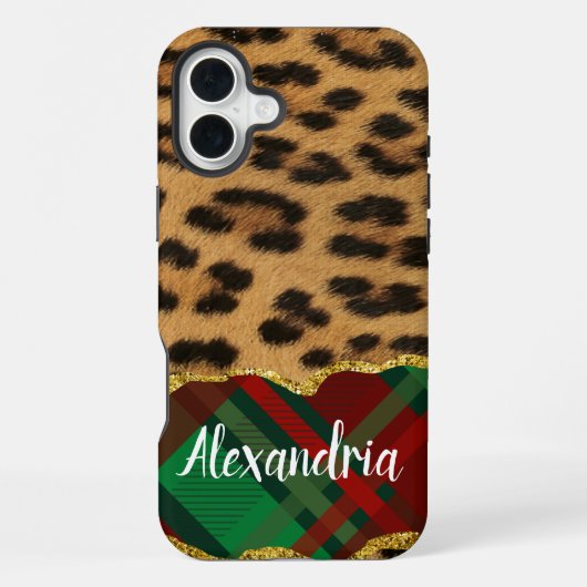 Leoparden-Karo  iPhone Hülle (Rückseite)