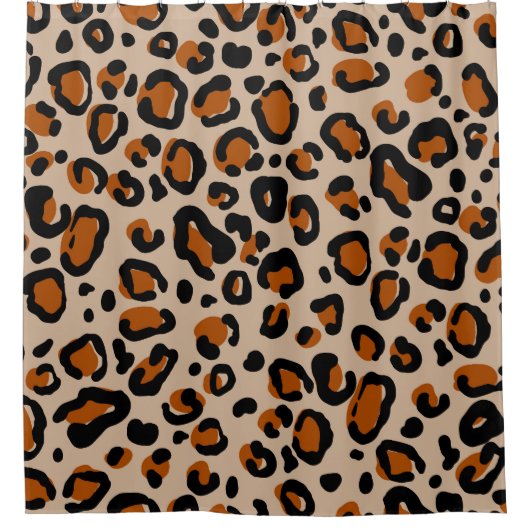 Leoparden Pelzdesign, nahtloses Muster. Duschvorhang (Vorderseite)