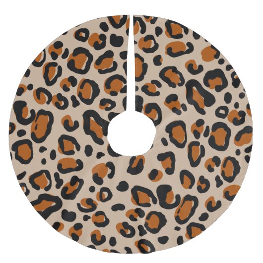 Leoparden Pelzdesign, nahtloses Muster. Polyester Weihnachtsbaumdecke (Vorderseite)