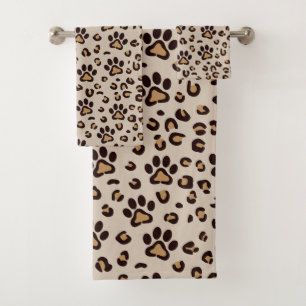 Leoparden-Pfotenabdruck-Muster Tier Badhandtuch Set
