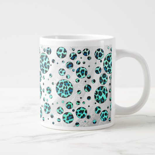 Leoparden, Schwarz und Aquamarin Jumbo-Tasse (Rechts)