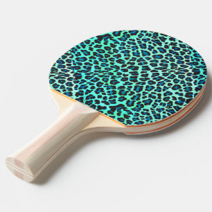 Leoparden, Schwarz und Aquamarin Tischtennis Schläger