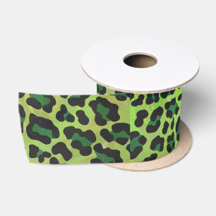 Leoparden, Schwarz und Grün Satinband
