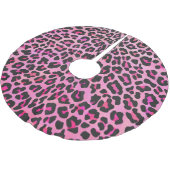 Leoparden, Schwarz und Hot-Pink Polyester Weihnachtsbaumdecke (Schrägansicht)