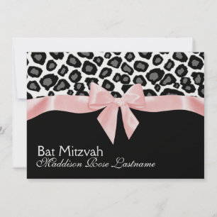 Leoparden Spots und rosa Ribbon Bat Mitzvah Einladung
