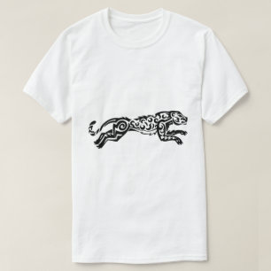 Leoparden-Tattoo-Stil-Design Schwarz-Weiß-Designs T-Shirt