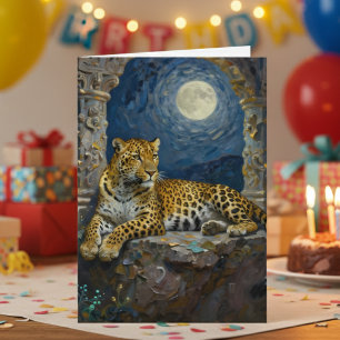 Leoparden-Themen-Geburtstag Karte