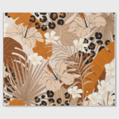 Leoparden tropische Blätter Hibiskus Blume nahtlos Geschenkpapier (Flach)