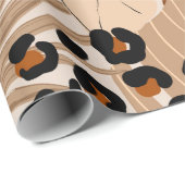 Leoparden tropische Blätter Hibiskus Blume nahtlos Geschenkpapier (Rolleneckpunkt)