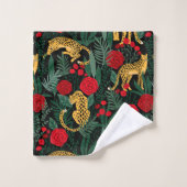 Leoparden und Rose Badhandtuch Set (Waschlappen)