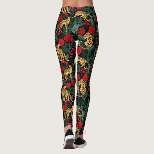 Leoparden und Rote Rosen Leggings (Rückseite)
