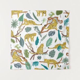 Leoparden wild lebende Tiere im Urwald von Hand ge Wandteppich
