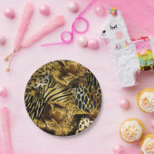 Leoparden Wildtier Safari Haut Gold Schwarz Pappteller (Party)