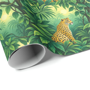 Leoparden zwischen üppiger tropischer Vegetation Geschenkpapier