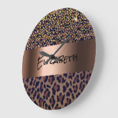 Leopardenbraun-Bronze Große Wanduhr (Winkel)