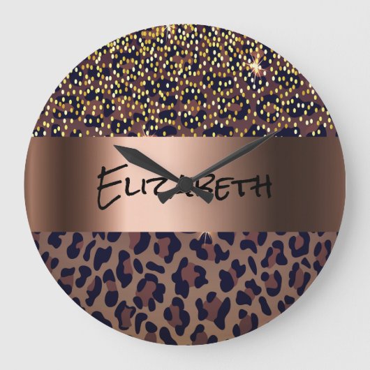 Leopardenbraun-Bronze Große Wanduhr (Vorderseite)