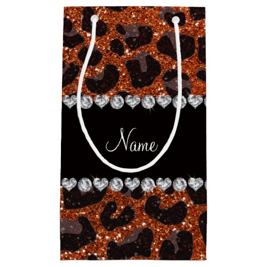 Leopardendruck auf individuelle Name in Orange-Gli Kleine Geschenktüte (Vorderseite)