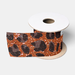 Leopardendruck auf individuelle Name in Orange-Gli Satinband