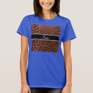 Leopardendruck auf individuelle Name in Orange-Gli T-Shirt
