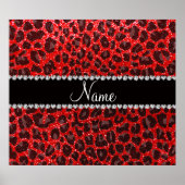 Leopardendruck auf individuelle Name-Neon-Glitzer Poster (Vorne)