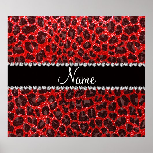 Leopardendruck auf individuelle Name-Neon-Glitzer Poster (Vorne)