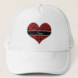 Leopardendruck auf individuelle Name-Neon-Glitzer Truckerkappe