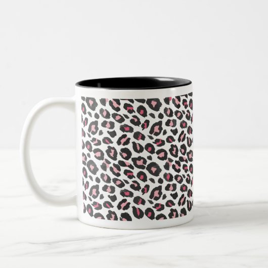 Leopardendruck, Gepard, Rosa, Girl Zweifarbige Tasse (Links)