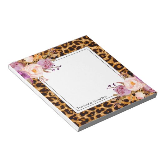 Leopardendruck, Geparden, trendy, blumenreich, süß Notizblock (angewinkelt)