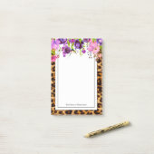 Leopardendruck, Geparden, trendy, blumenreich, süß Post-it Klebezettel (Auf Schreibtisch)