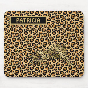 Leopardendruck Gold Braun Funky Lustiger Name   Mousepad