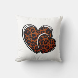 Leopardendruck, Handgezogenes Herz, Leopardenherz, Kissen