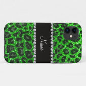 Leopardendruck in individuelle Name-Kalkgrün Glitz Case-Mate iPhone Hülle (Rückseite (Horizontal))