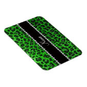 Leopardendruck in individuelle Name-Kalkgrün Glitz Magnet (Rechte Seite)