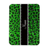 Leopardendruck in individuelle Name-Kalkgrün Glitz Magnet (Vertikal)