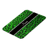 Leopardendruck in individuelle Name-Kalkgrün Glitz Magnet (Linke Seite)