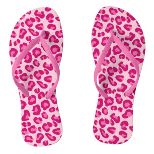Leopardendruck in Pastellrosa, Hot Pink und Fuchsi Badesandalen