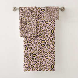Leopardendruck in Rosa Badhandtuch Set