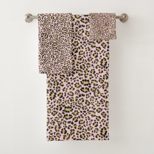 Leopardendruck in Rosa Badhandtuch Set (Insitu)