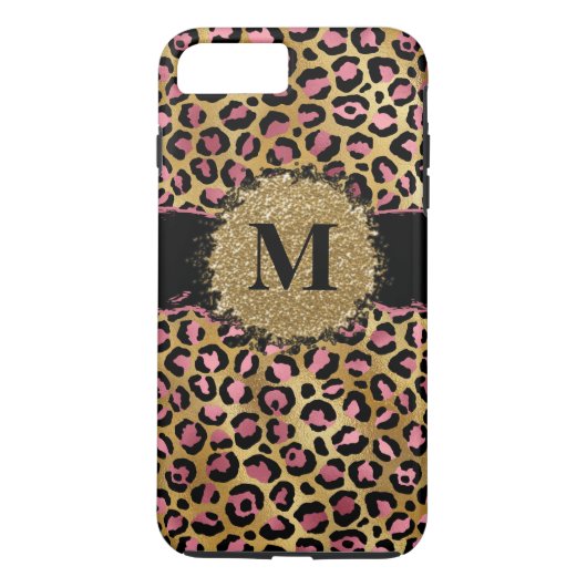 Leopardendruck in Rosa und Gold, Erstdruck in Glit Case-Mate iPhone Hülle (Rückseite)